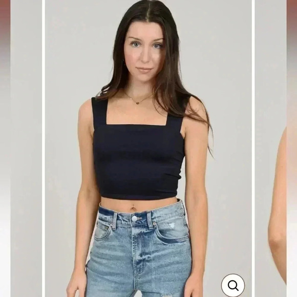 CLARE WIDE STRAP SECOND SKIN CROP TOP |  BLACK - Picture 2 of 9